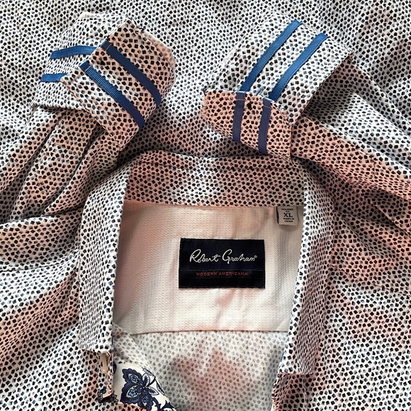 Robert Graham Mod Geometric Shirt Americana Tailored Fit Floral Paisley Blue XL - Picture 7 of 8